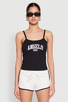 Womens Almost Famous Graphic Print Cropped Cami, Black, Size L