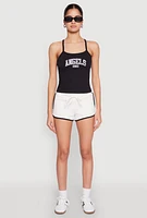 Womens Almost Famous Graphic Print Cropped Cami, Black, Size L