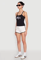 Womens Almost Famous Graphic Print Cropped Cami, Black, Size L