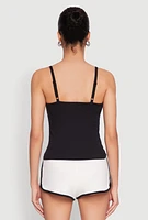Womens Almost Famous Graphic Print Cropped Cami, Black, Size L