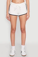 Womens Almost Famous Contrast Trim Dolphin Shorts, White,