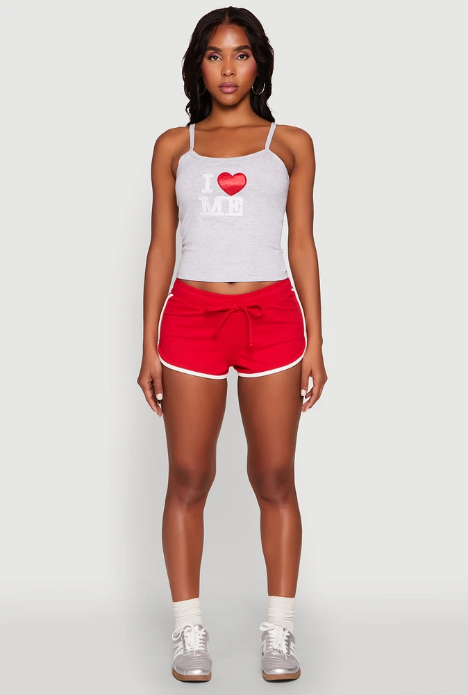 Womens Almost Famous Contrast Trim Dolphin Shorts, Red, Size S