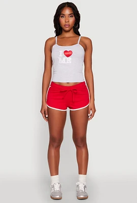 Womens Almost Famous Contrast Trim Dolphin Shorts, Red, Size S