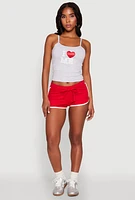 Womens Almost Famous Contrast Trim Dolphin Shorts, Red, Size S