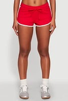 Womens Almost Famous Contrast Trim Dolphin Shorts, Red,