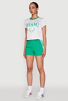 Womens Almost Famous Jersey Mesh Crop Top, White, Size M