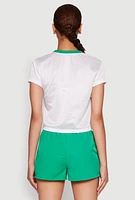 Womens Almost Famous Jersey Mesh Crop Top, White, Size M