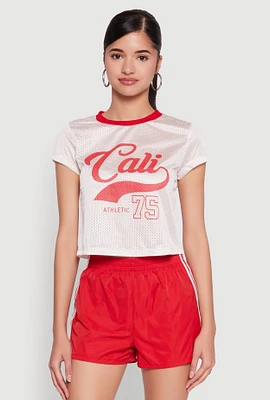 Womens Almost Famous Jersey Mesh Crop Top, Multi, Size L