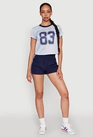 Womens Almost Famous Jersey Mesh Crop Top, Blue, Size XL