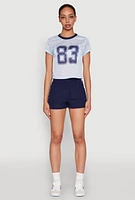 Womens Almost Famous Jersey Mesh Crop Top, Blue, Size XL