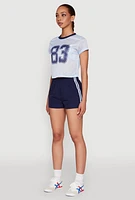 Womens Almost Famous Jersey Mesh Crop Top, Blue, Size XL
