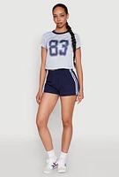 Womens Almost Famous Varsity Stripe Shorts, Blue, Size S