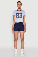 Womens Almost Famous Varsity Stripe Shorts, Blue, Size S