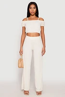 Womens Almost Famous Textured Knit Cold Shoulder Crop Top,