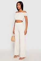 Womens Almost Famous Textured Knit Cold Shoulder Crop Top,