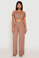 Womens Almost Famous Textured Knit Wide Leg Pants,