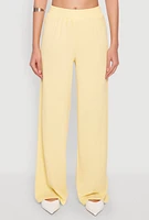 Womens Almost Famous Textured Knit Wide Leg Pants, Yellow, Size M