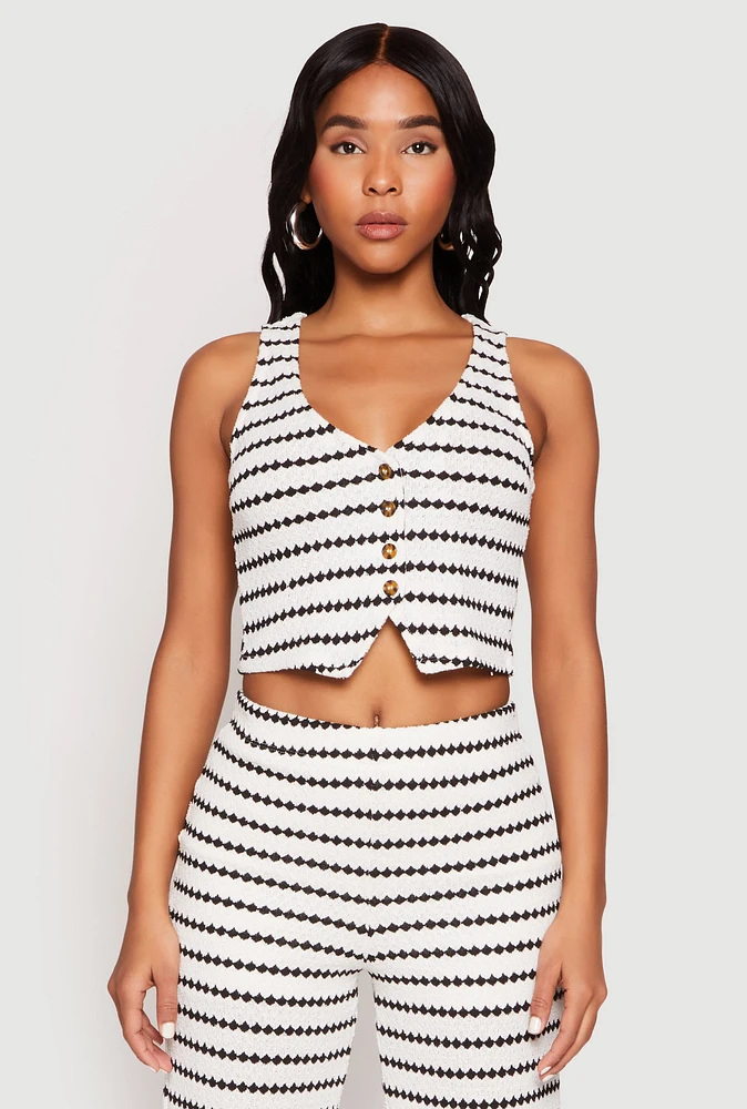 Womens Madden Girl Crochet Striped Vest, Multi, Size S