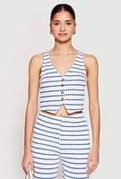 Womens Madden Girl Crochet Striped Vest, Blue, Size S