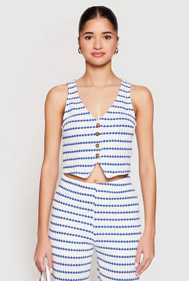 Womens Madden Girl Crochet Striped Vest, Blue,
