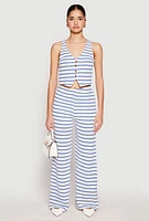 Womens Madden Girl Crochet Striped Vest, Blue,