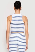 Womens Madden Girl Crochet Striped Vest, Blue,