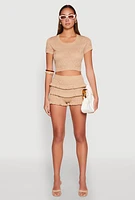 Womens Almost Famous Pointelle Knit Crop Top,