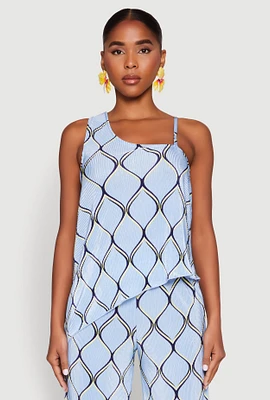 Womens Almost Famous Plisse Asymmetrical Top, Blue, Size S