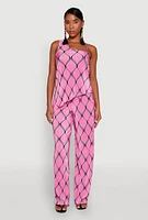 Womens Almost Famous Plisse Asymmetrical Top, Pink, Size S
