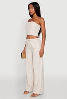 Womens Almost Famous Smocked Striped Tube Top, Beige, Size L