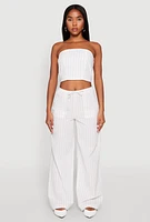 Womens Almost Famous Smocked Striped Tube Top, White,