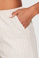 Womens Almost Famous Drawstring Striped Pants, Khaki, Size L