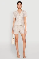 Womens Almost Famous Plisse Striped Shirt,