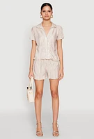 Womens Almost Famous Plisse Striped Shirt,