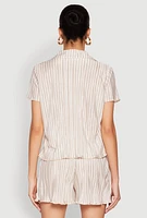 Womens Almost Famous Plisse Striped Shirt,