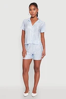 Womens Almost Famous Plisse Lettuce Edge Striped Shorts,