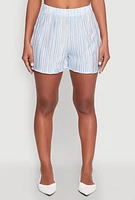 Womens Almost Famous Plisse Lettuce Edge Striped Shorts,