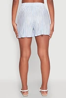 Womens Almost Famous Plisse Lettuce Edge Striped Shorts,