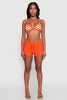 Womens Almost Famous Crochet Striped Halter Crop Top, Orange,