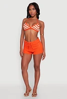 Womens Scalloped Trim Crochet Shorts, Orange, Size M