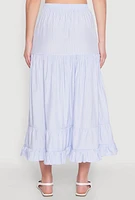 Womens Almost Famous Pinstripe Tiered Skirt, Blue,