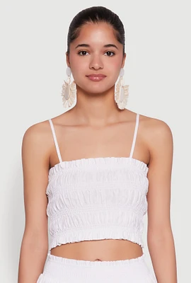 Womens Chic Sleeveless Cami with Square Neck and Cropped Hem, White, Size XL