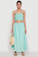 Womens Chic Sleeveless Cami Top with Square Neck and Cropped Hem, Green, Size L