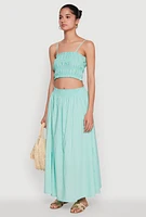 Womens Chic Sleeveless Cami Top with Square Neck and Cropped Hem, Green, Size L