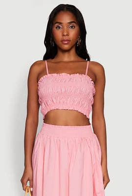 Womens Chic Sleeveless Cami with Square Neck and Cropped Hem, Pink, Size M