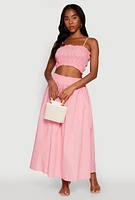 Womens Chic Sleeveless Cami with Square Neck and Cropped Hem, Pink, Size M