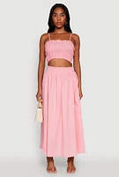Womens Chic Sleeveless Cami with Square Neck and Cropped Hem, Pink, Size M