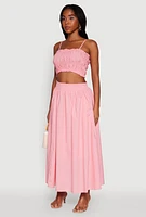 Womens Chic Sleeveless Cami with Square Neck and Cropped Hem, Pink, Size M