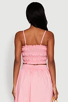 Womens Chic Sleeveless Cami with Square Neck and Cropped Hem, Pink, Size M