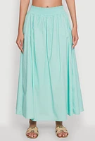 Womens Chic Maxi Circle Skirt with Smocked Waist,